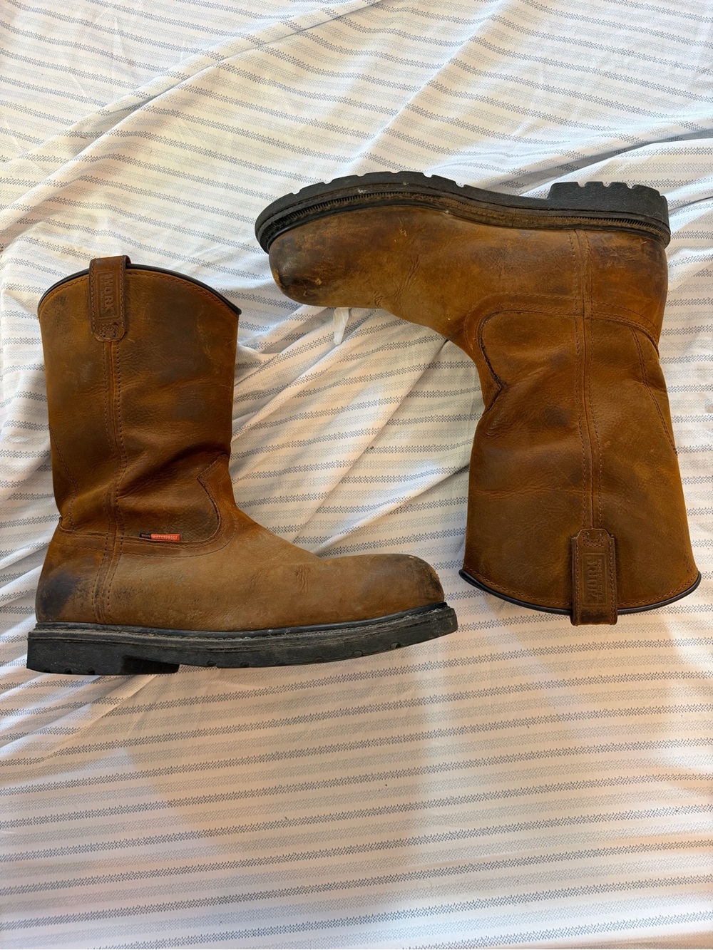 Red Wing WORX Mens Brown Leather Work Boots 9.5WW Wide Pull-on steel toe TRUSS